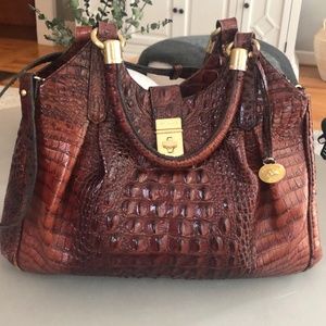 BRAHMIN Melbourne Collection the Celia Crocodile - Embossed Satchel Bag